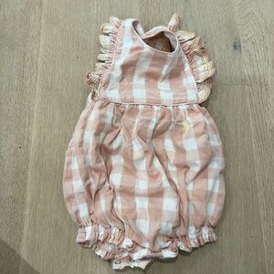 Charming Peach Checkered Kids Romper